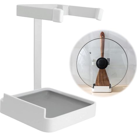 Porta-cucchiaio, coperchio in ferro per vassoio di scolo utensili da cucina, organizer per bacchette e spatole (modello b bianco) (1/5)
