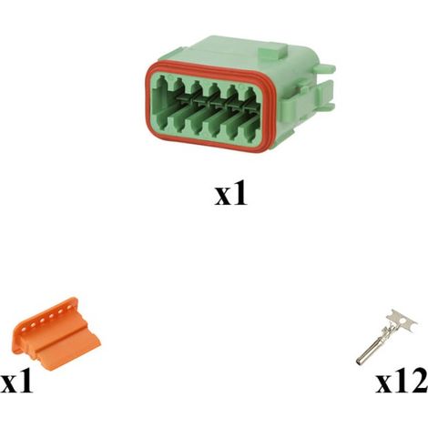 Kit connettore serie DT maschio porta femmina 12 vie P012 Verde