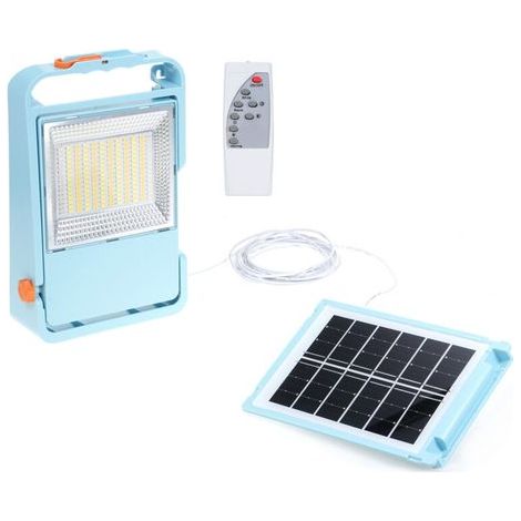 Projecteur LED Rechargeable, 150W Projecteur LED Chantier, 5 Modes LED Lampe de Chantier USB, Lumière de Travail Portable avec Panneau Solaire pour Camping, Entretien, Garage, Atelier (1/4)