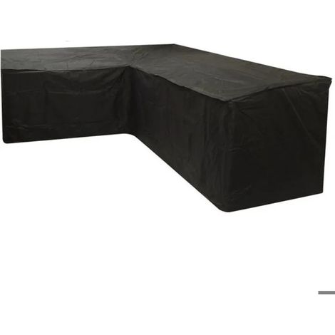 Housse de canapé de jardin Oxford, noire, L 200 x 270 x 82 cm, imperméable, coupe-vent et résistante aux UV pour canapé d'angle en rotin (1/5)
