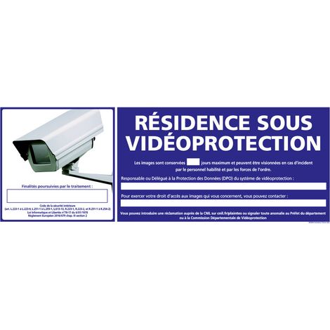 PANNEAU RESIDENCE SOUS VIDEOPROTECTION (G1191) - Adhésif - 210 x 75 mm