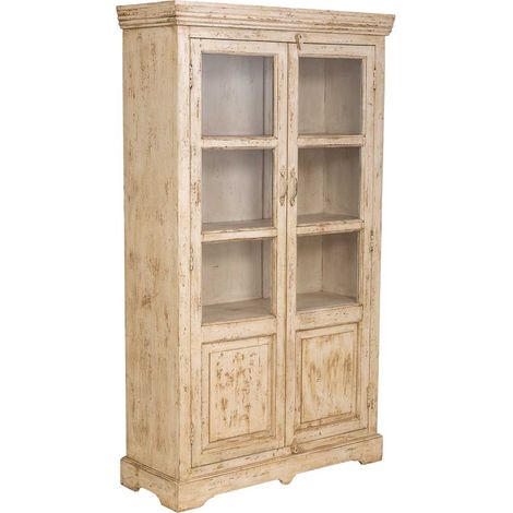 Vitrina de madera artesanal beige 105x40x180h cm (1/5)