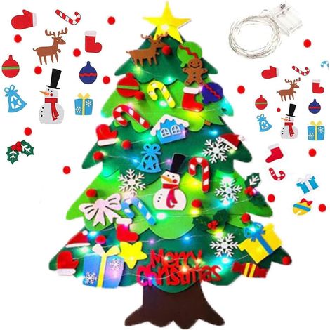 Sapin De Noël en Feutre Lumineux pour Enfants avec Guirlandes, Décoration pour L'Interaction Parents-Enfants (A, 1PCS) (1/5)