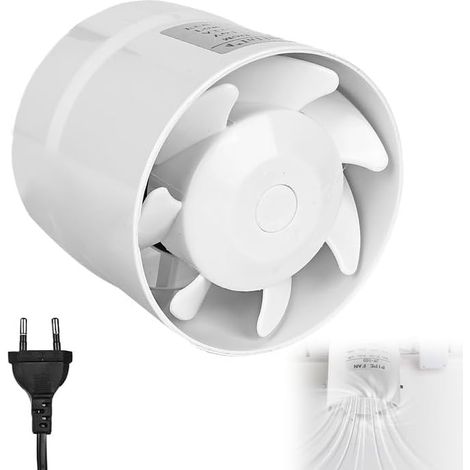 Ventilateur tubulaire 100 mm : extracteur de fumée en ligne, 130 m³/h, silencieux, pour maison, cuisine, WC, grenier, serre (1/4)