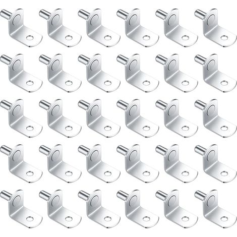 30 Pièces Chevilles de Support d'Étagère Métal, 5mm L Forme Support Équerre pour Meuble Armoire Placard Bibliothèque (1/5)