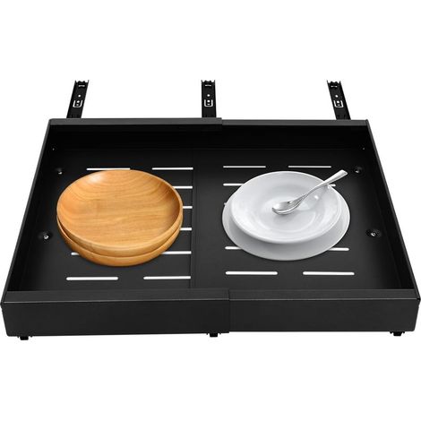 Tiroir télescopique, tiroir d'armoire extensible, longueur du produit réglable (32 à 52 cm), pour la maison, la cuisine, la salle de bain, le salon (1/5)