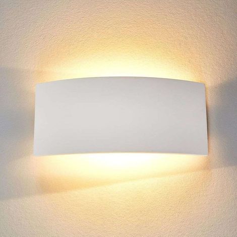 Applique murale en plâtre à peindre de 35 cm (13,8 po), blanche, éclairage haut et bas, luminaire mural moderne pour salon, chambre ou couloir, câblée, 2 ampoules G9 (ampoules non incluses). (1/5)