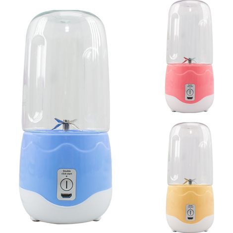 Mini licuadora portátil exprimidor eléctrico extractor recargable 400ml  Color: Azul