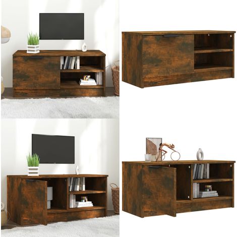 Meuble TV Chêne fumé 80x35x36,5 cm Bois d'ingénierie - Meubles Tv - Meuble Tv - Support Tv - Unité Tv - Meuble Design - Home & Living (1/5)