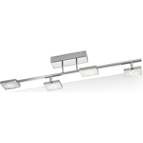 Plafón LED SMD "Run" de cuatro focos (18W 3000K 1400lm) IP20 fabricado en acero color cromo pulido