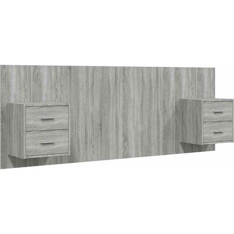 Maison Exclusive - Testiera Letto con Comodini in Legno Multistrato Grigio Sonoma (1/5)