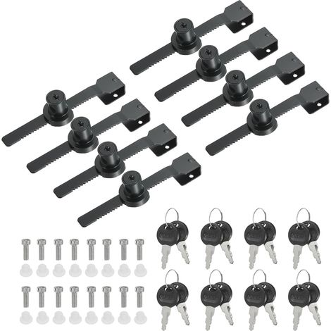 Verrou de vitrine coulissant en verre, 8Pcs Verrou de vitrine à clé en alliage de zinc à simple battant sans perçage pour porte en verre de 8 mm, noir (1/5)