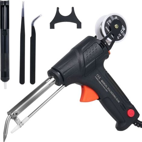 Kit pistolet à souder électronique 60 W - Pistolet à souder automatique avec pince à épiler, fils à souder, support pour réparation automobile, bricolage