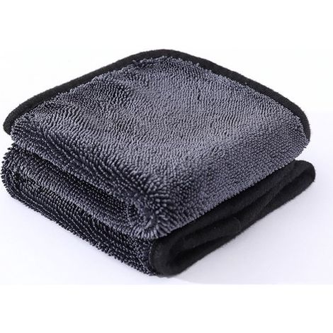 Serviette de séchage pour salle de bain - 90 x 60 cm - Gris - Serviette en microfibre - Serviette de lavage auto - Serviette de séchage pour voiture (1/5)