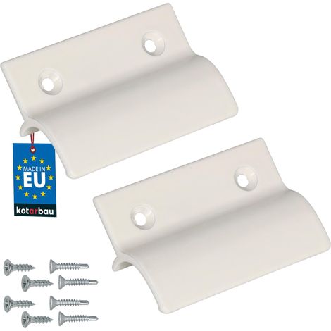 KOTARBAU® Lot de 2 Poignée Extérieure Porte Fenetre 65 x 45 mm - Aluminium - Poignee de Baie Vitree Coulissante - Poignée de Porte de Terrasse avec Entretoise - Crème (1/4)