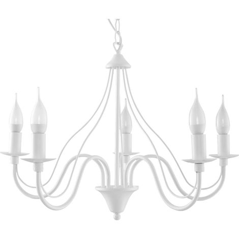 Candelabros Minerwa blanco acero 5xE14 60cm Sollux (1/10)