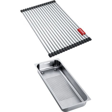 Franke – Set accessoires éviers Mythos Inox – Rollmat et panier égouttoir – Adapté pour éviers inox – Séchage efficace de la vaisselle