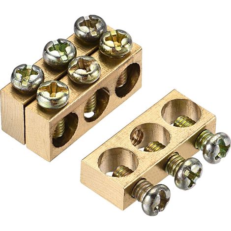 sourcing map Borne Terre Barre Vis Bloc Barrière Laiton 3 Positions 25mmx5.7mmx10mm pour Électrique Distribution 3 Pièces (1/5)
