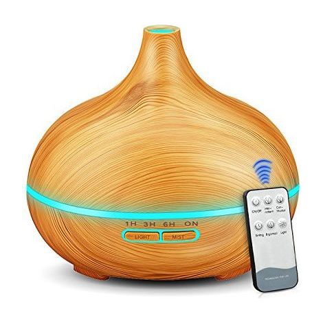 Difusor de aceites esenciales de 550 ml, humidificador ultrasónico, difusor eléctrico de aromaterapia + luces LED de 7 colores, apagado automático, para el hogar, fragancias, yoga, spa. (1/5)