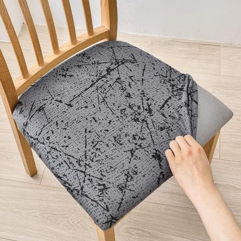 Housses de Siège de Chaise, Lot de 2 Housse de Chaise Stretch Lavable Universelle Amovible Housse Assise Chaise, pour Salle à Manger, Hôtel, Banquet (Gris rétro,2 pièces) (1/4)