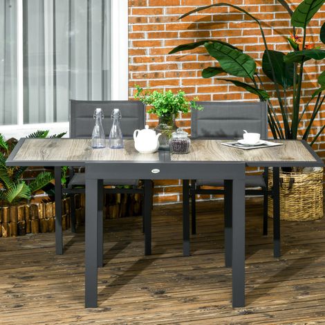 Gartentisch Aluminium beige, rechteckig, ausziehbar, 80/160 x 80 x 75 cm, mit rutschfesten Füßen (1/5)