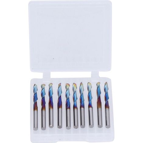 Fräser aus Wolframstahl, spiralförmig geschnitten, blau beschichtet, für Holz, PVC und Nylon, 10 Stück (1/5)
