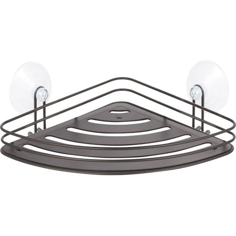 Etagère Panier d'angle de Douche à ventouses Acier Noir Mat (1/2)