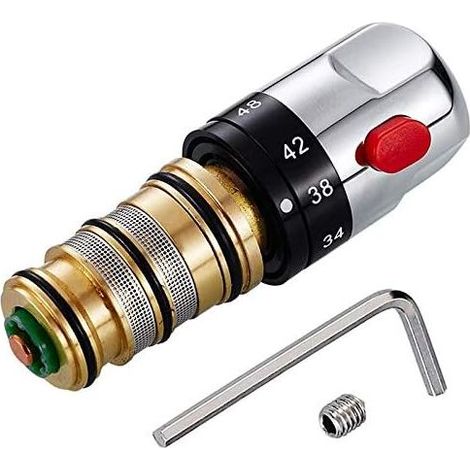 Mitigeur Thermostatique MéLangeur D'Eau, Laiton Solide Cartouche de Cuivre Contrôle de TempéRature Robinet Robinet Raccords de Robinet (1/5)