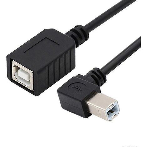 Adaptateur USB 2.0 Type B mâle vers femelle, câble d'imprimante coudé à gauche de 20 cm (1/5)
