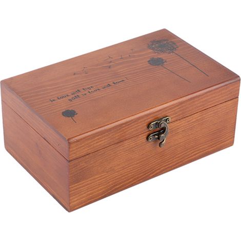 Boîte à couture vintage en bois pour ranger aiguilles et fils, organiseur d'outils de couture DIY, motif Taraxacum, boîte vide (1/5)