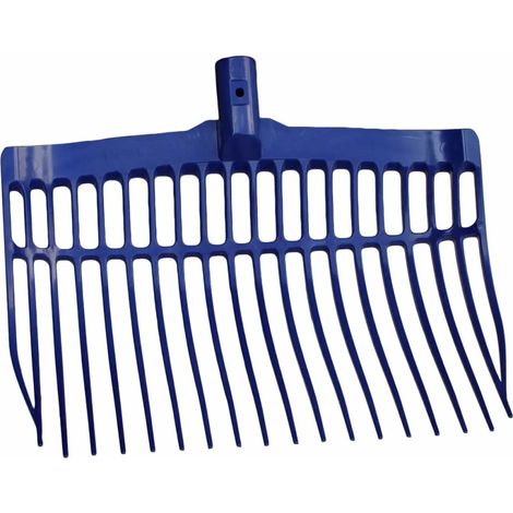 Fourche à fumier en plastique bleu sans manche (1/5)