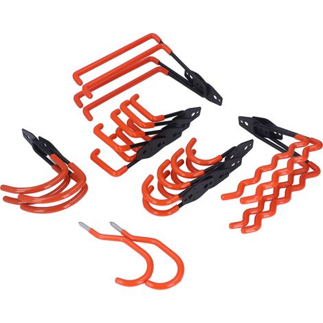 16-teiliges Garagenhaken-Set aus Eisen und PVC, Garagenaufbewahrungshaken für Fahrräder, Leitern und Kinderwagen (1/5)