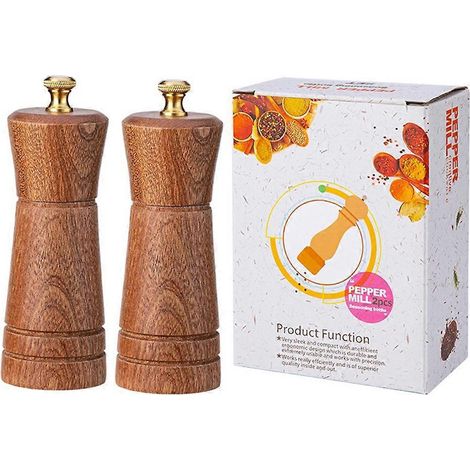 Moulin à poivre en bois, moulin à poivre à mouture réglable, rechargeable