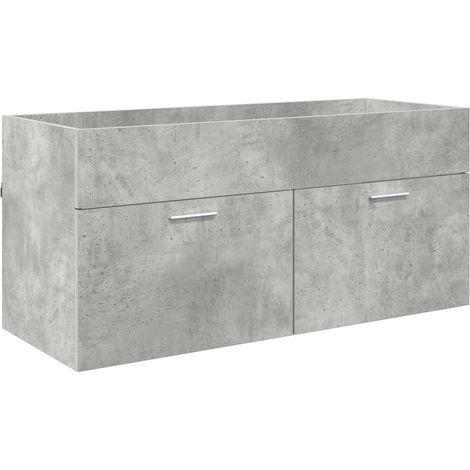 Armoire d'évier moderne avec grand espace de stockage 100 x 38,5 x 46 cm en bois d'ingénierie gris béton (1/5)