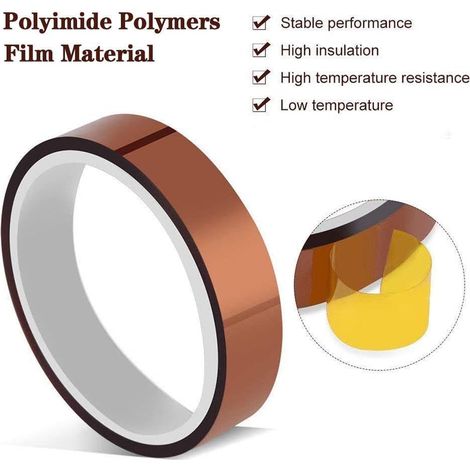 Gebildet 6pièces Ruban Adhésif Silicone Polyimide Haute Température, Résistant à La Chaleur Ruban, pour Masquage, Soudure, Carte de Circuit Imprimé Isolant (3/6/8/10/12/20mm × 33m)