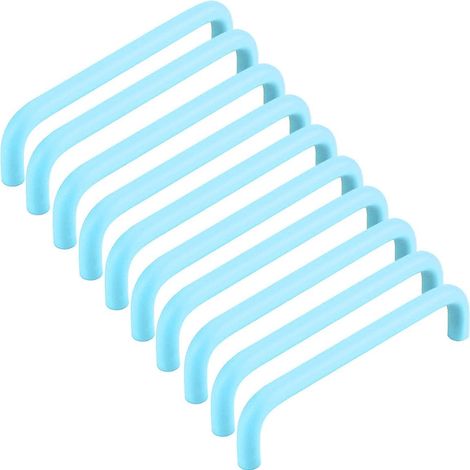 JSSEVN-10 pcs poignées de meubles, poignées de cuisine en aluminium pour placard, distance entre trous de perçage 128 mm, poignées de tiroir bleues avec vis