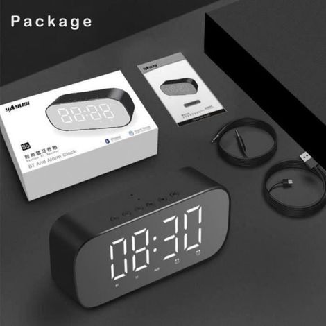 Enceinte Bluetooth - Stéréo Basses - Miroir Intégré - Compatible Horloge - 3 W - 140x70x46 mm - Autonomie 6 h - 1 Pièce (1/4)
