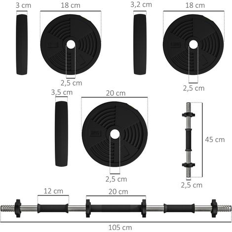 Set manubri regolabili 2-in-1 con barra lunga e manubri, 20 kg, nero e verde DESVIAE (1/3)
