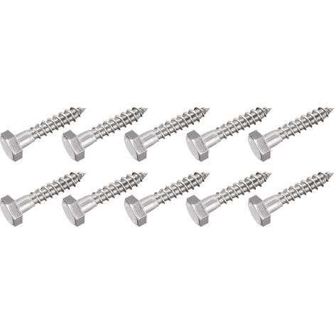 Hex Tirefond Vis (M10x50mm)10pcs, 304 Inox Acier Autotaraudeurs Bois Boulons - pour Ménage Applications (1/5)