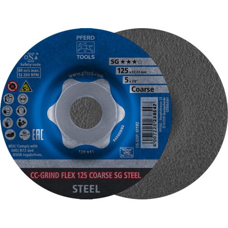 PFERD TOOLS CC-GRIND FLEX Schleifscheibe 125x22,23 mm COARSE Leistungslinie SG STEEL für Stahl 10 Stk (1/4)