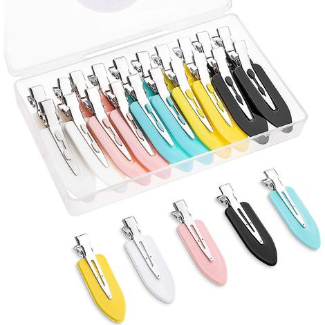Lot de 20 pinces à cheveux métalliques de couleurs assorties avec boîte de rangement, pinces indéformables pour filles et femmes, idéales pour le maquillage et la coiffure. (1/5)