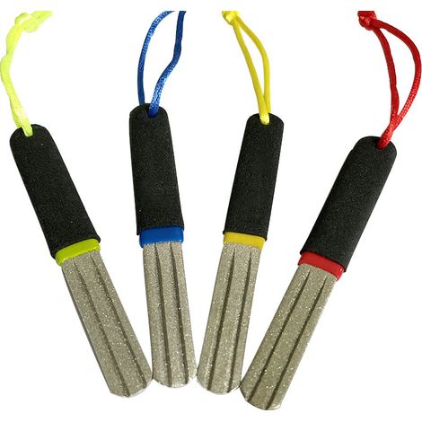 Affûteurs d'hameçons, lot de 4 limes diamantées pour la pêche, affûteurs portables avec double face à grain fin et moyen, pour la pêche en eau douce, en eau salée et sur glace, 10 cm (4 pouces). (1/5)