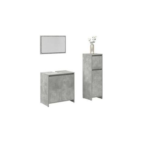 Ensemble de meubles de salle de bain 3 pcs gris béton (1/5)