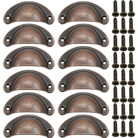 Set mit 12 Möbelgriffen inklusive Schrauben, ideal für Kommoden, Kleiderschränke, Schminktische und Schränke.