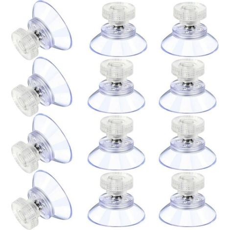 12pcs Large Clear Plastic Suction Cups Anti-Collision Rubber Suction Cups with Metal Nut Strong Suction Cup Replacement Clear PVC with Nut (35mm x M5) MUMU