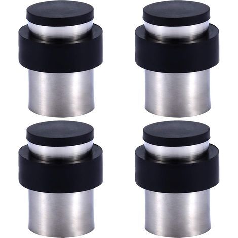 Tope de puerta de acero inoxidable de 4,5 cm con goma, para montaje en suelo o pared (juego de 4) (1/4)