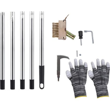 Set di estirpatore per erbacce 2 in 1, manico regolabile in acciaio inox con asta lunga 1,6 m e spazzola in ottone (assemblaggio in 5 parti (0,6 m)) (1/5)