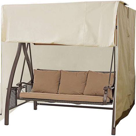 Funda para columpio de exterior, apta para una hamaca de tres personas, de 220 cm de largo x 125 cm de ancho x 170 cm de alto, color beige. (1/4)