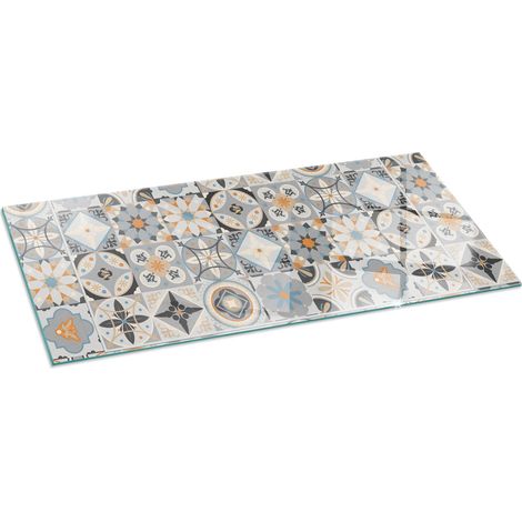 Base décorative Plaque en verre trempé de sol avec impression moderne sous cheminée Motifs mosaïques sur carreaux 125x50 cm (1/5)