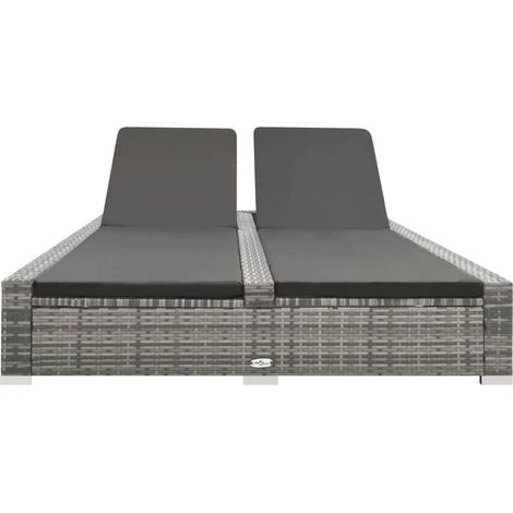 Maison Exclusive - Lettino Prendisole Doppio in Polyrattan Grigio